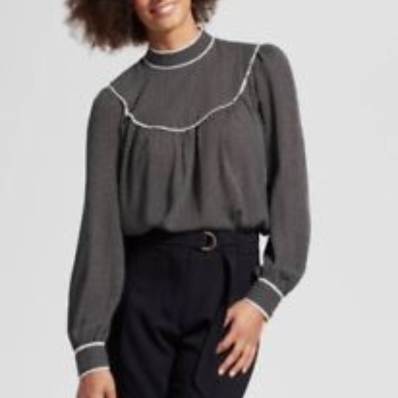 high neck polka dot top